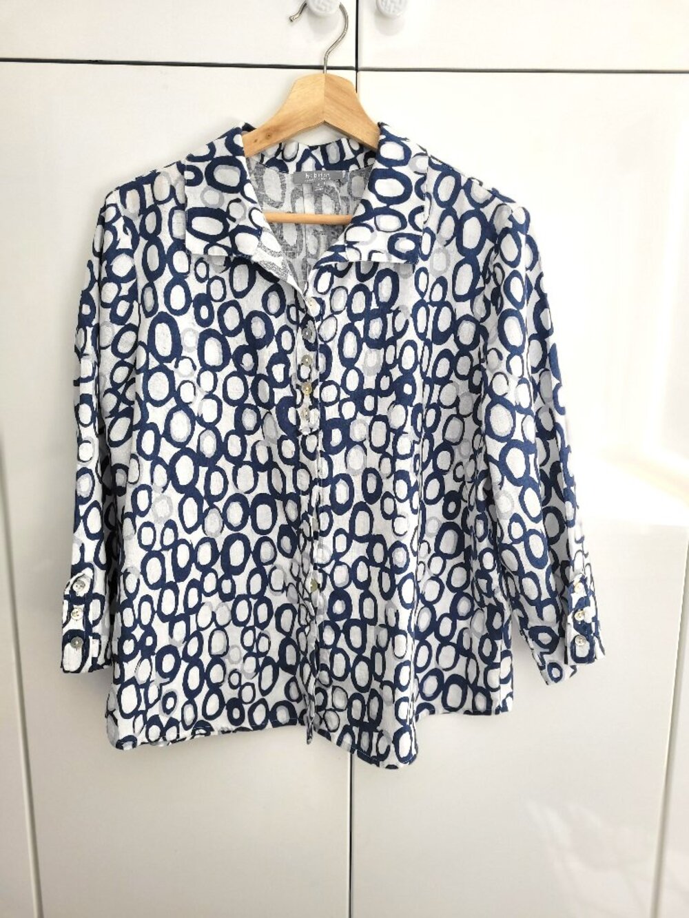 Habitat Linen/Cotton Button Down Blouse Size S